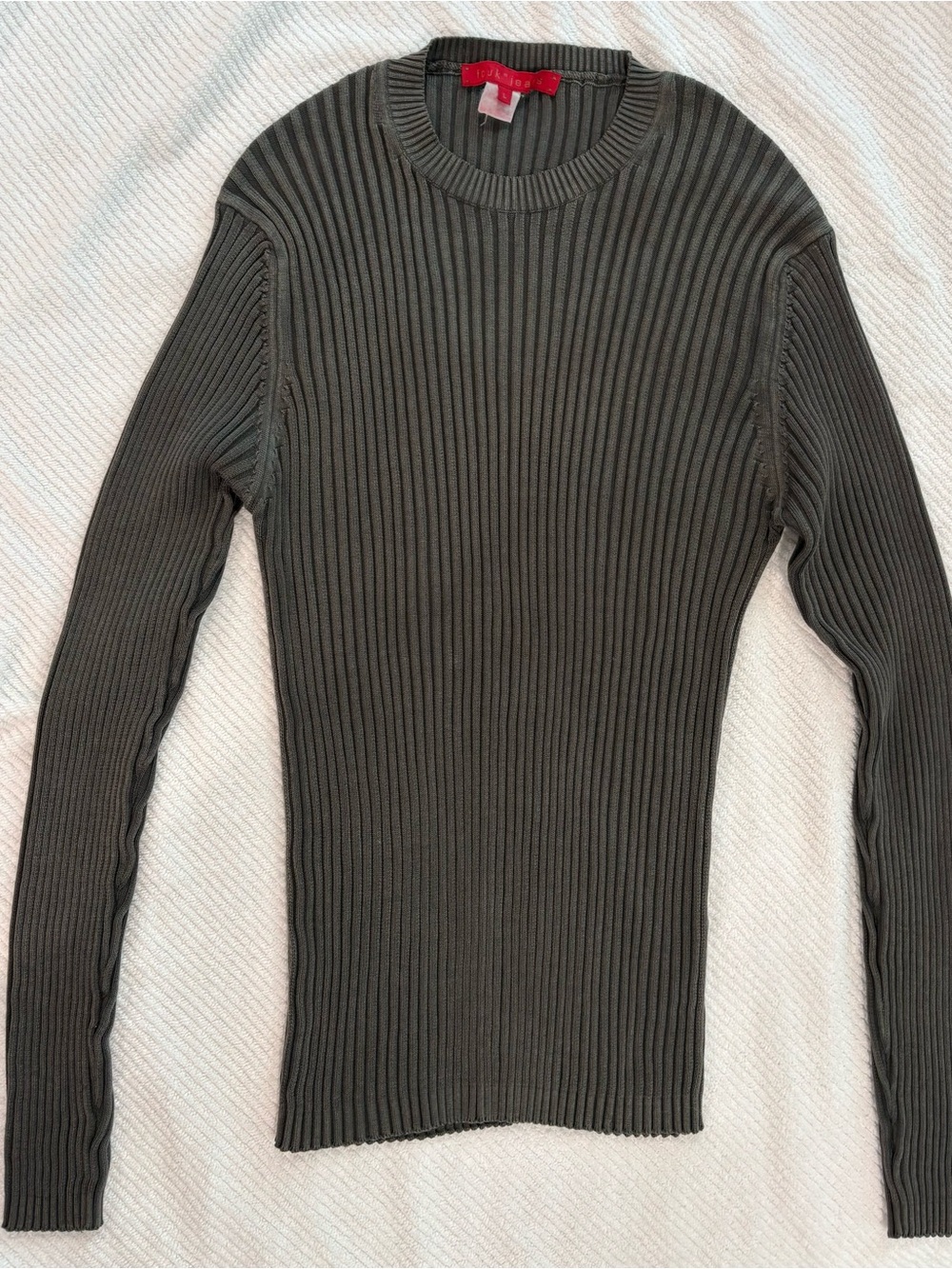 Vintage red-tag FCUK French Connection Olive Ribbed Women's Sweater L